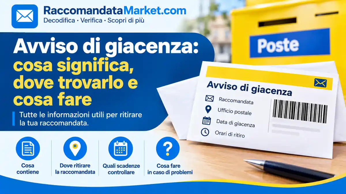 Illustrazione informativa di un avviso di giacenza e delle informazioni da controllare